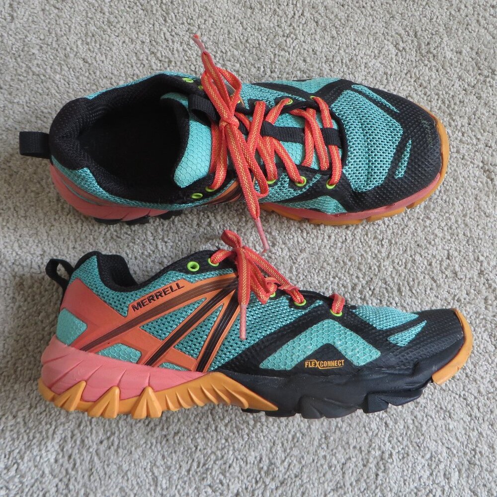 Merrell mqm flex womens hiking shoes size 8 blue/pink/orange mulitcolor #J12336